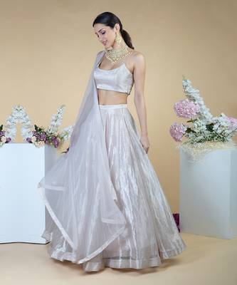 Silver Tissue Circular Flare Lehenga Set 7