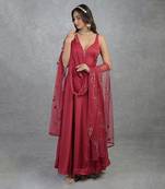 3D Floral& Cutbead Hand Embroidered Anarkali Set