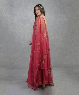3D Floral& Cutbead Hand Embroidered Anarkali Set 6