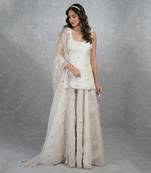 Off White Floral Hand Embroidered Sharara Set