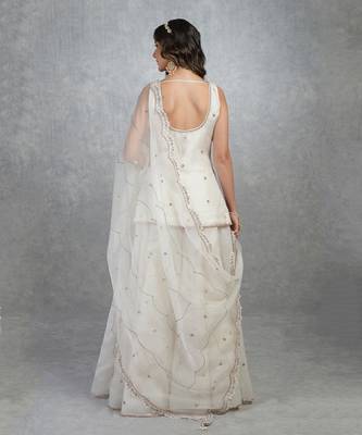 Off White Floral Hand Embroidered Sharara Set 6