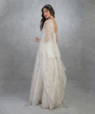 Off White Floral Hand Embroidered Sharara Set 7