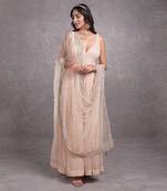 Champagne Pink Bead Sequin Hand Embroidered Anarkali Set