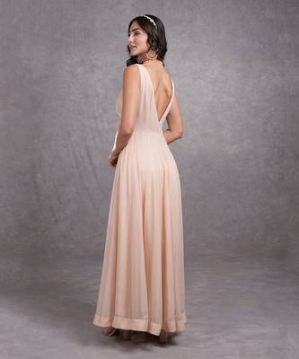Champagne Pink Bead Sequin Hand Embroidered Anarkali Set 6
