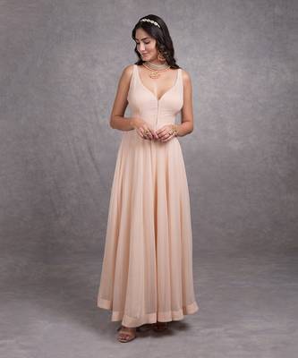 Champagne Pink Bead Sequin Hand Embroidered Anarkali Set 7