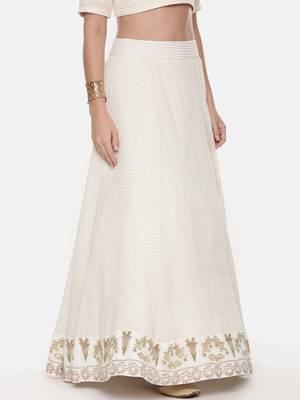 Ivory Silk Georgette Embroidered skirt  3
