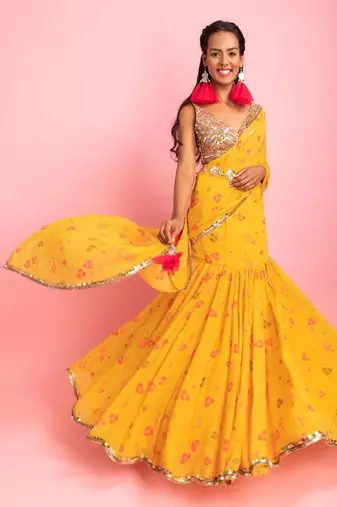 Tequila sunrise-  Saree With Blouse