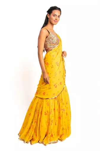 Tequila sunrise-  Saree With Blouse