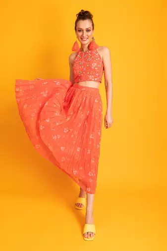 Peach Belini Top and Skirt