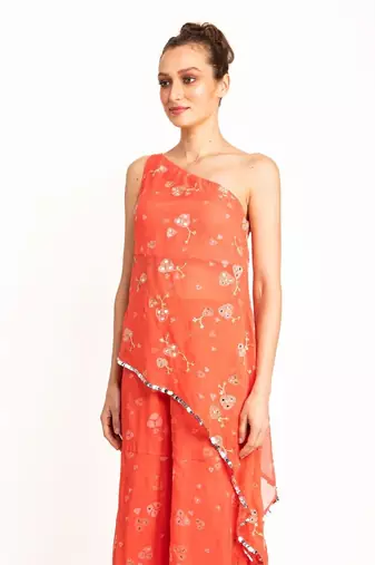 Cosmopolitan Peach Sharara Set