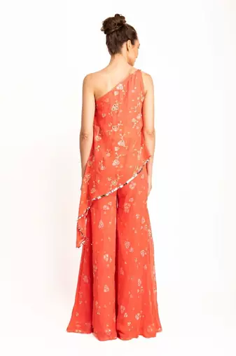Cosmopolitan Peach Sharara Set