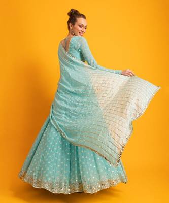 Ocean Breeze Blue Anarkali Gown 2