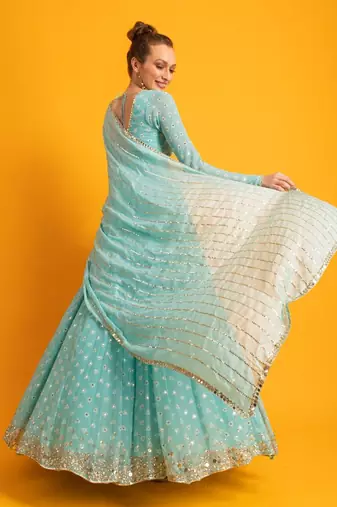Ocean Breeze Blue Anarkali Gown