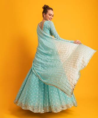 Ocean Breeze Blue Anarkali Gown 4