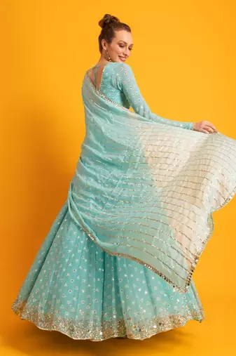 Ocean Breeze Blue Anarkali Gown