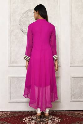 Pink embroidered georgette kurta &-sets 4