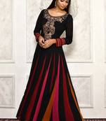 Black embroidered georgette kurta &-sets