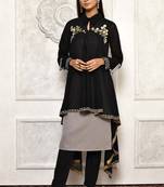 Maroon embroidered georgette kurta &-sets