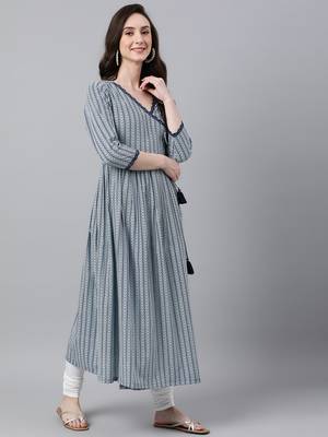 White printed cotton ethnic-kurtis 3