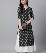 Black printed cotton ethnic-kurtis