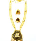 Designer kundan and pearl thewa set with attached cz sparkling necklace