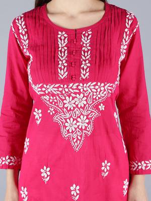 Magenta embroidered cotton chikankari-kurtis 5