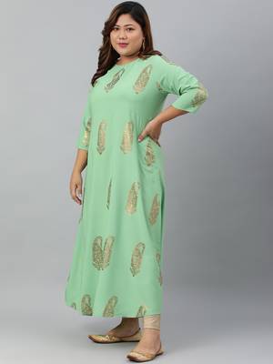XL LOVE by Janasya Light-grey printed crepe diwali-kurtis 2
