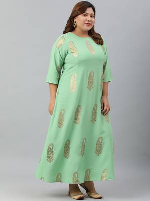 XL LOVE by Janasya Light-grey printed crepe diwali-kurtis 3