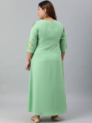 XL LOVE by Janasya Light-grey printed crepe diwali-kurtis 4