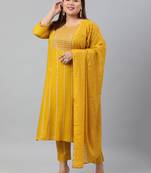 XL LOVE by Janasya Mustard mirror viscose rayon salwar