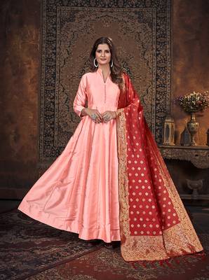 Light-pink embroidered art silk salwar 1