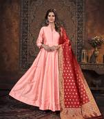 Light-pink embroidered art silk salwar