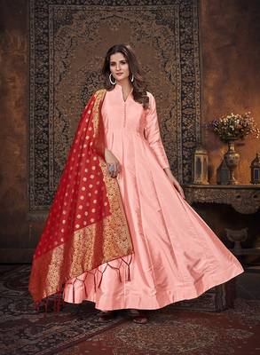 Light-pink embroidered art silk salwar 2