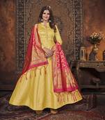 Yellow embroidered art silk salwar