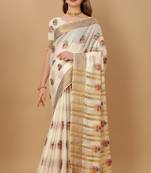 White woven silk saree with blouse