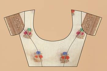 White woven silk saree with blouse 4