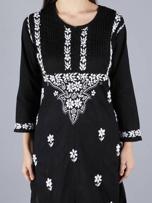 Black embroidered cotton chikankari-kurtis 5