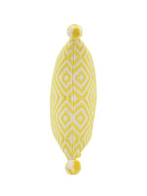 Mezposh Lemon Yellow & Off White Diamond Embroidered Cotton Acrylic Cushion Cover (16"x16") 4