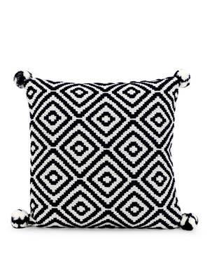 Mezposh Navy Blue & Off White Diamond Embroidered Cotton Acrylic Cushion Cover (16"x16") 6