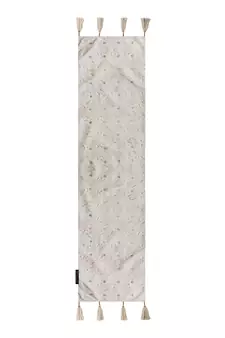 Mezposh Groove Cream & Gold Faux Silk Harlequin Embroidered Runner (6 Seater)