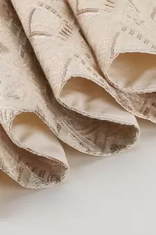 Mezposh Groove Cream & Gold Faux Silk Harlequin Embroidered Runner (6 Seater)