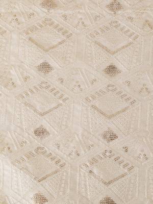 Mezposh Groove Cream & Gold Faux Silk Harlequin Embroidered Runner (6 Seater) 6
