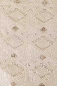 Mezposh Groove Cream & Gold Faux Silk Harlequin Embroidered Runner (6 Seater)