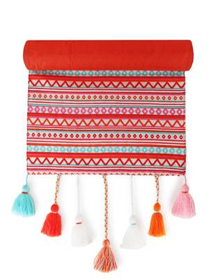Mezposh Stave Pink, White & Multi Cotton Acrylic Geometric Striped  Runner (6 Seater) 2