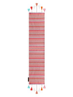 Mezposh Stave Pink, White & Multi Cotton Acrylic Geometric Striped  Runner (6 Seater) 3