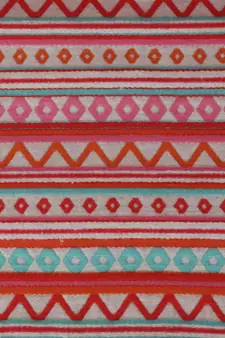 Mezposh Stave Pink, White & Multi Cotton Acrylic Geometric Striped  Runner (6 Seater)