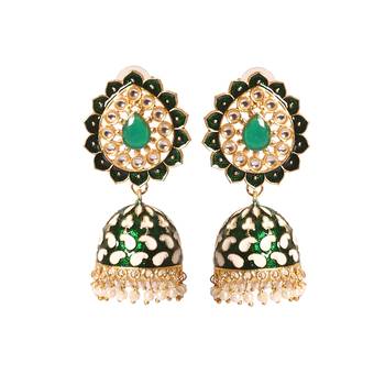 Meenakari Traditional Jhumki With Pearl Earring For Women 1