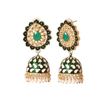 Meenakari Traditional Jhumki With Pearl Earring For Women 2