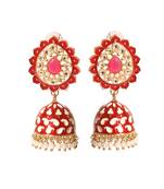 Meenakari Traditional Jhumki With Pearl Earring For Women