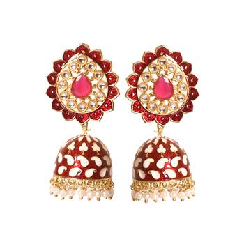 Meenakari Traditional Jhumki With Pearl Earring For Women 1